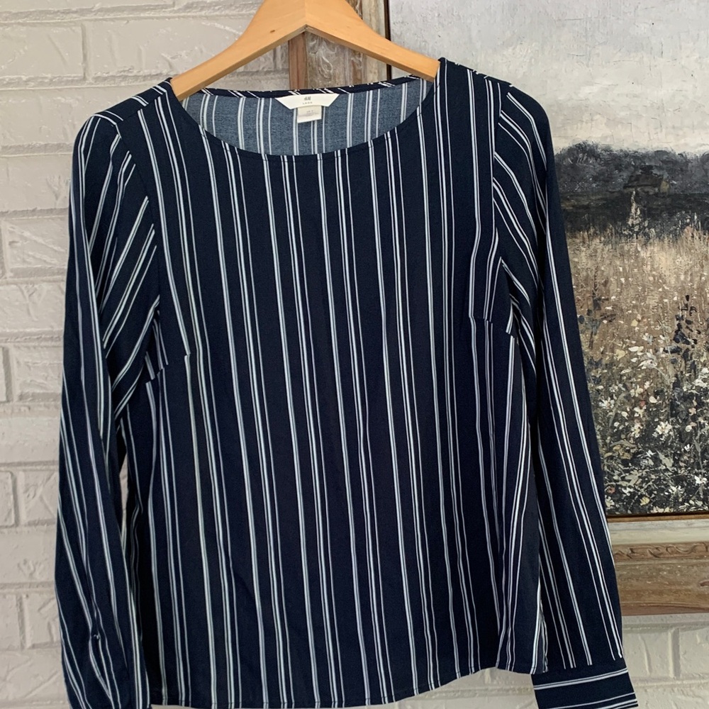 Dark Navy Striped H&M Women's Top